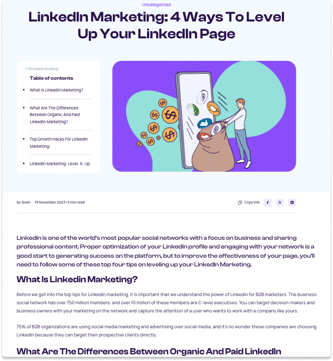 Linkedin marketing: Screenshot your blog, and you have another image for social