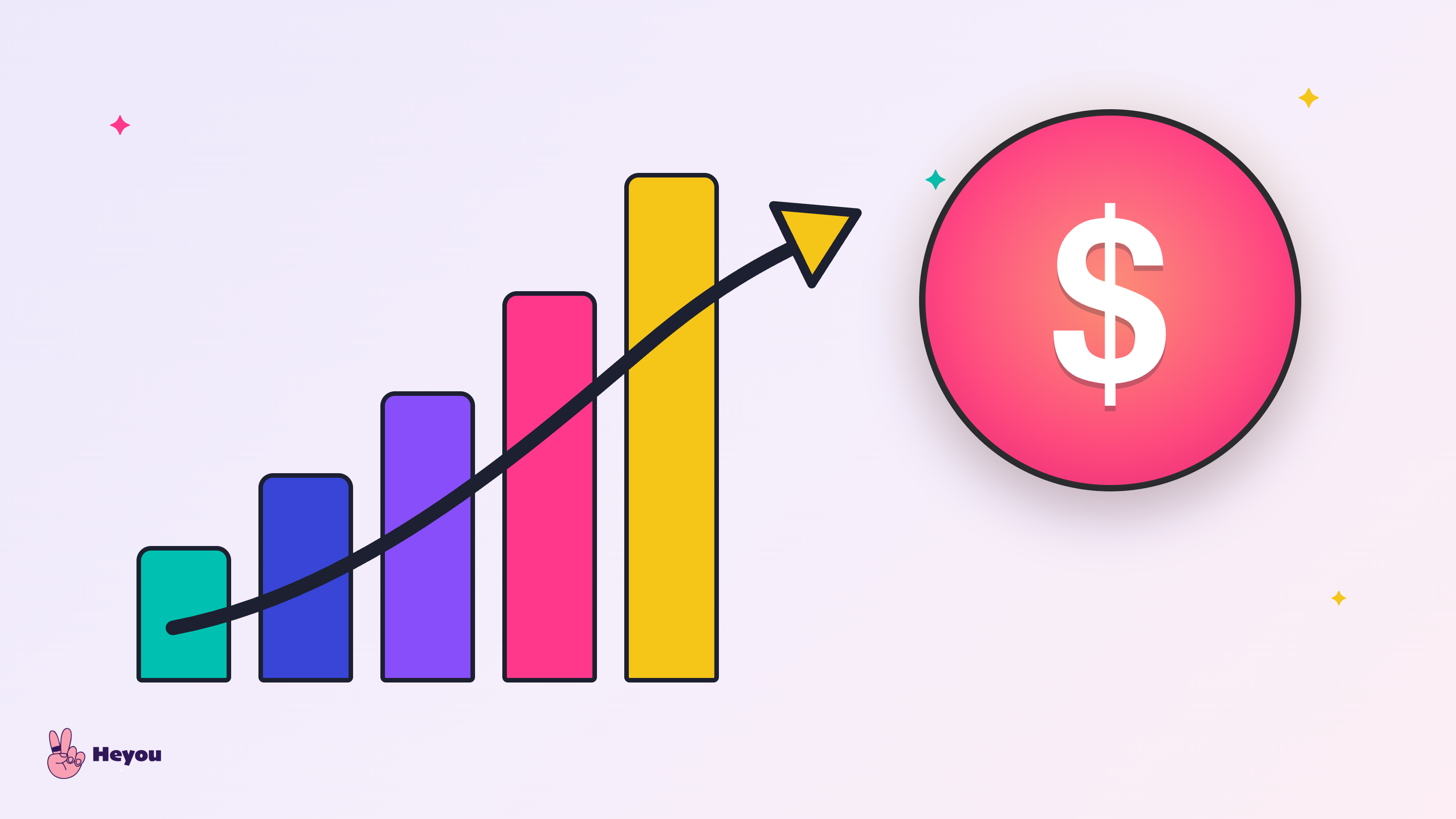 A graphic of ascending bars in brand colors with an upward arrow rising toward a glowing dollar sign, showing that go-to-market serves one number: revenue.