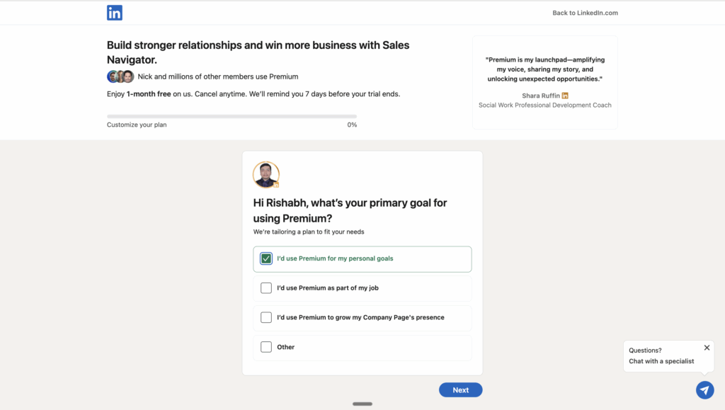 Customize your LinkedIn Premium