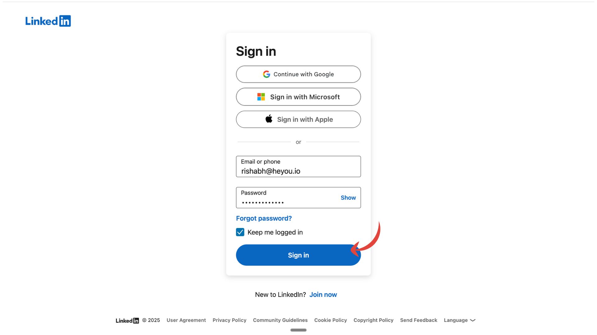 sign in to LinkedIn