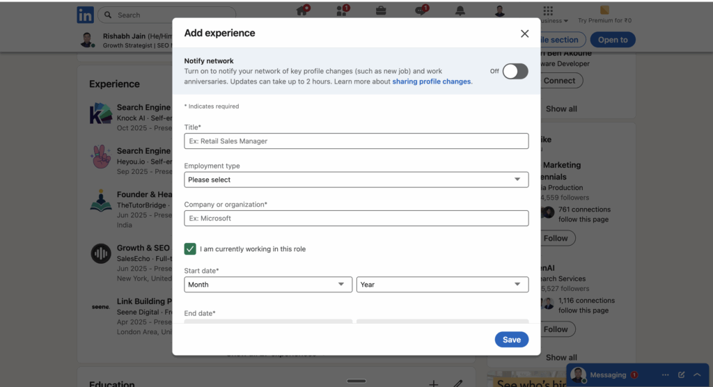 Add Experience