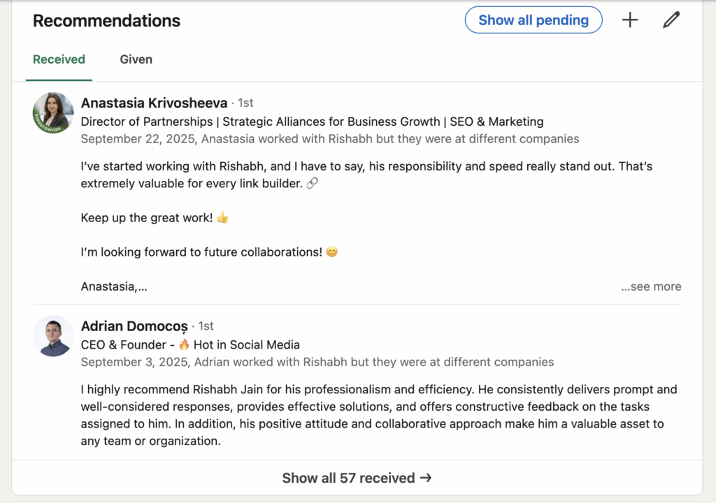 Recommendations