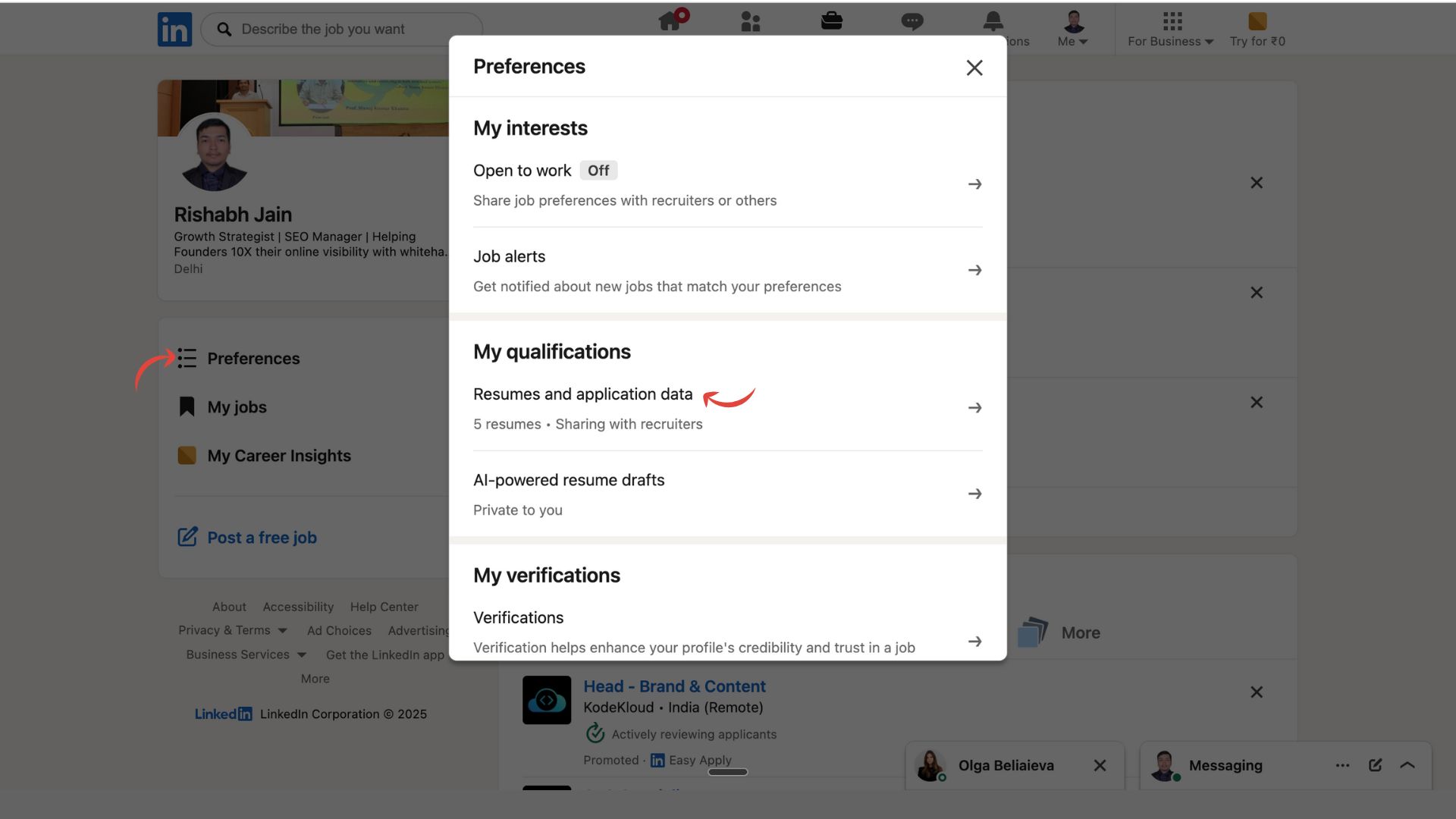 LinkedIn Preferences