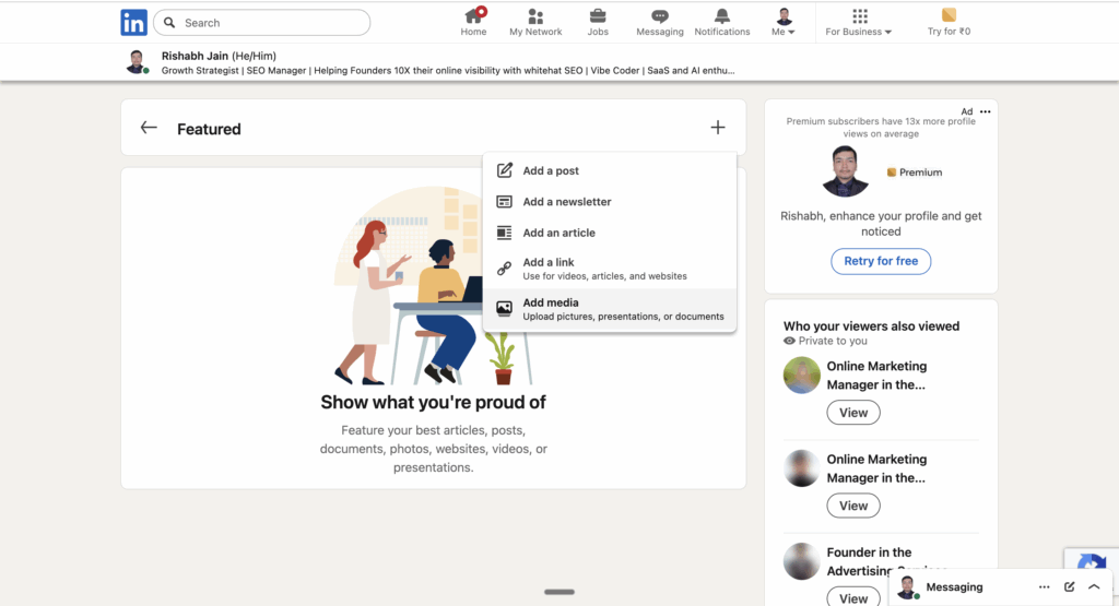 Upload resume to LinkedIn